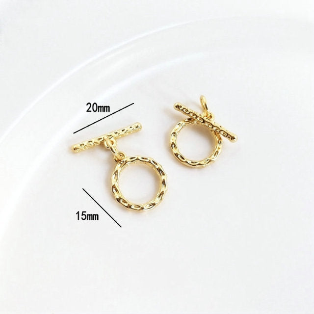 14K Gold Color Brass O Toggle Clasps