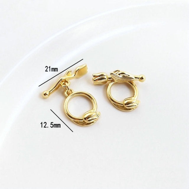 14K Gold Color Brass O Toggle Clasps