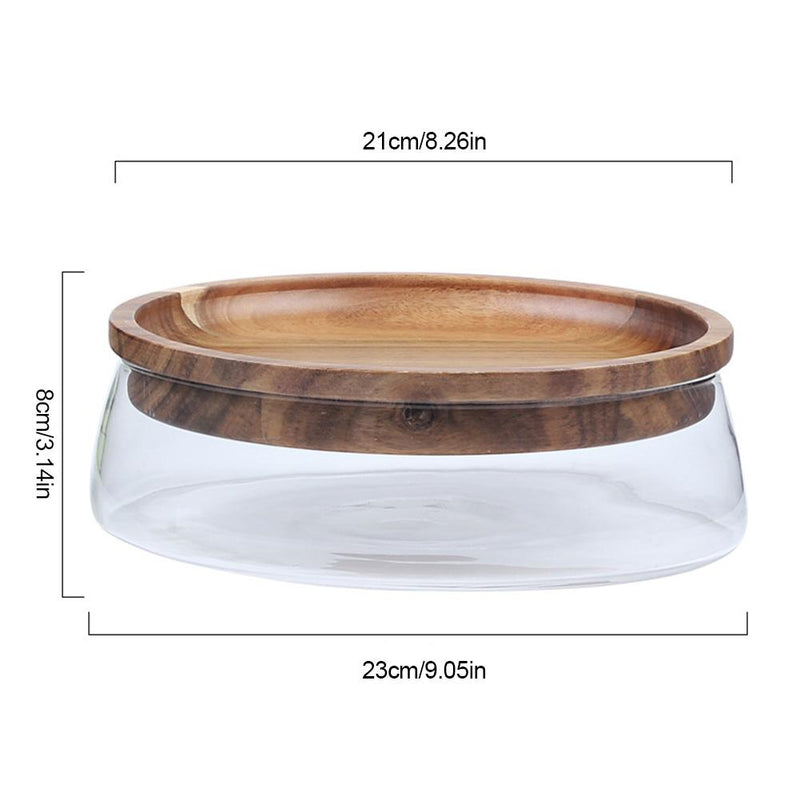 Glass Bowl with Wood Plate